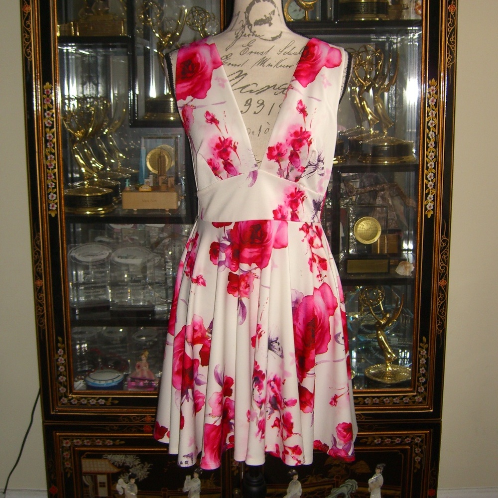 ASOS PINK FLORAL PRINT DRESS UK 12 US 8